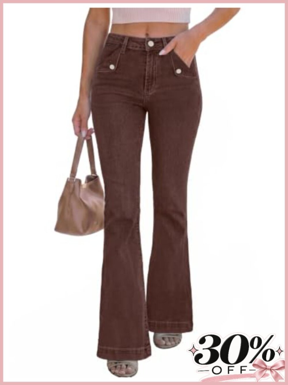 Womens High Waisted Flared Jeans Stretch Denim Pants Bootcut